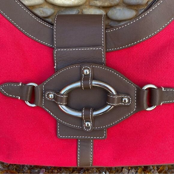 BCBGirls Red/Cranberry Canvas Shoulder Bag. - Picture 3 of 11